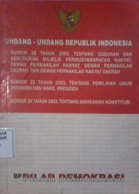 Image of Undang-undang Republik Indonesia No. 22 dan No. 23 Tahun 2003